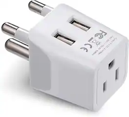 Ceptics - South Africa, Botswana Travel Adapter Plug With Dual USB + USA Input - Type M - Ultra Compact - White
