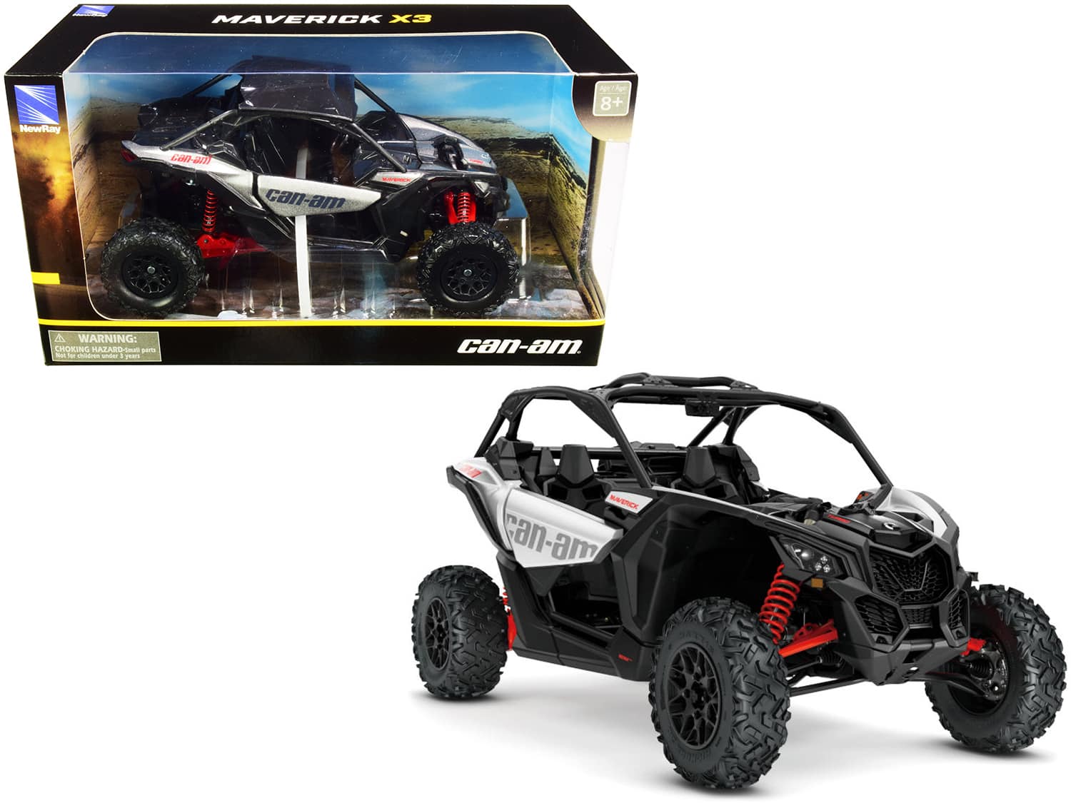CAN-AM Maverick X3 ATV Hyper Silver and Red 1/18 Diecast Model by New Ray price history on PriceWatchPro