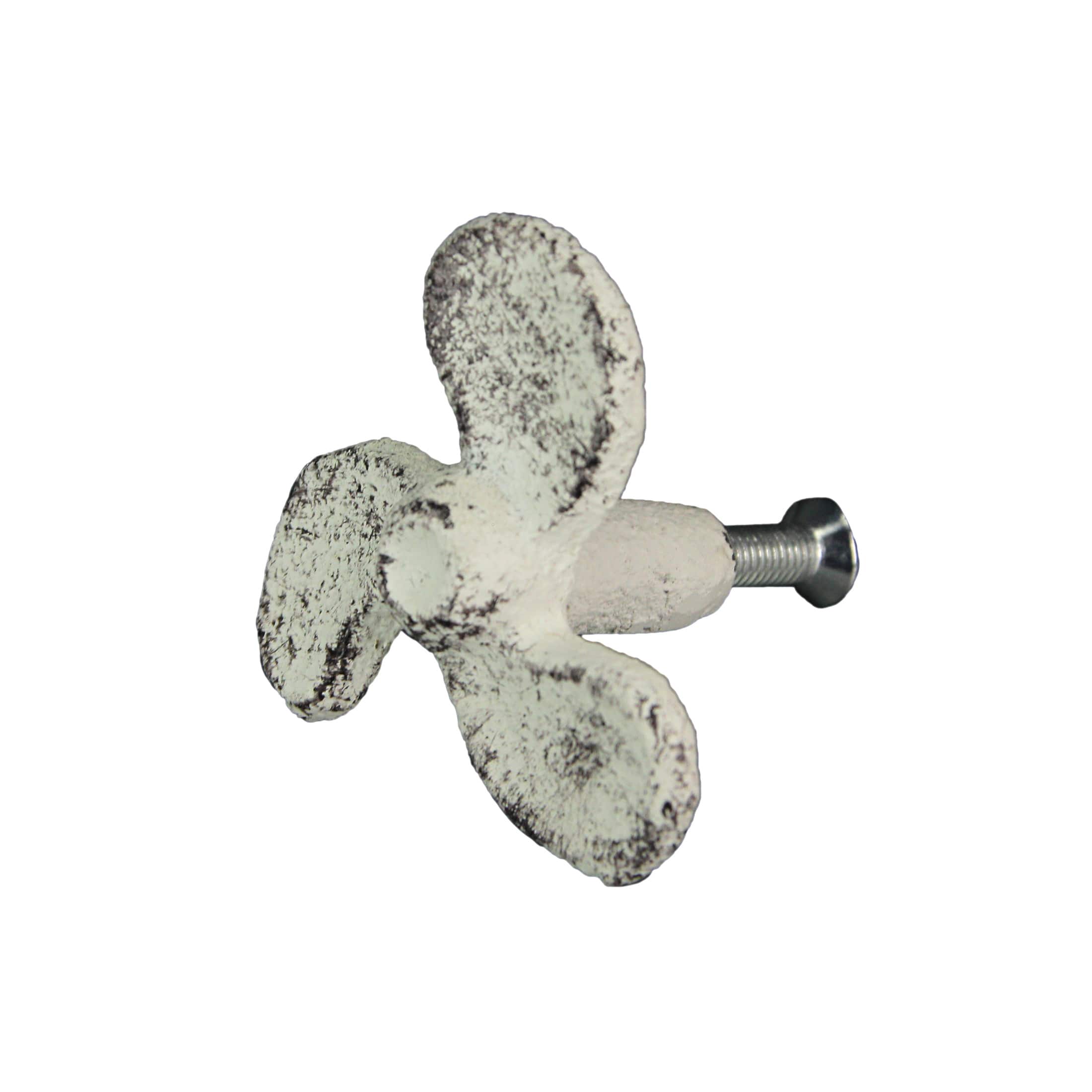 Zeckos - Set of 6 Cast Iron Boat Propeller Cabinet Knob Nautical Drawer Pull Decor - White