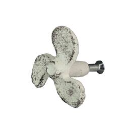 Zeckos - Set of 6 Cast Iron Boat Propeller Cabinet Knob Nautical Drawer Pull Decor - White
