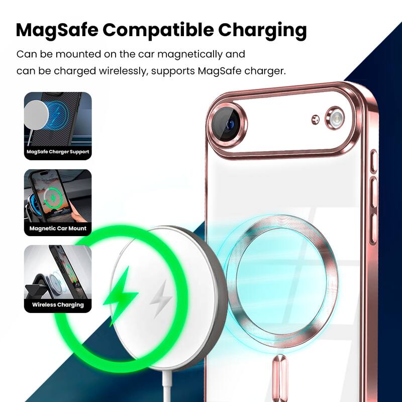 MagSafe Compatible Charging

Can be mounted on the car magnetically and can be charged wirelessly, supports MagSafe charger.

- MagSafe Charger Support
- Magnetic Car Mount
- Wireless Charging