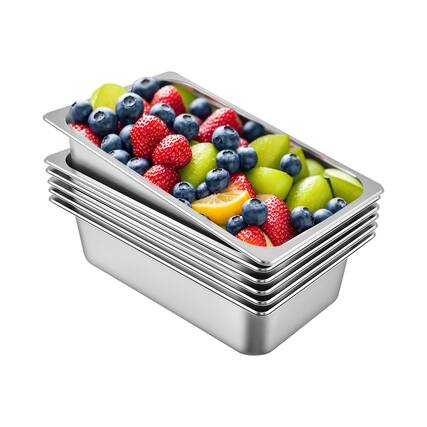 Front. VEVOR - 6 Pack Steam Table Pans 20.9 x 12.8 x 5.9 Inch Deep Steam Table Pan Full Size 20.5L Deep Food Container - Sliver.