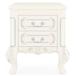 Kadyn - Elegant Carved Nightstand, Dual Drawer End Table for Bedroom, Sturdy & Stylish - White