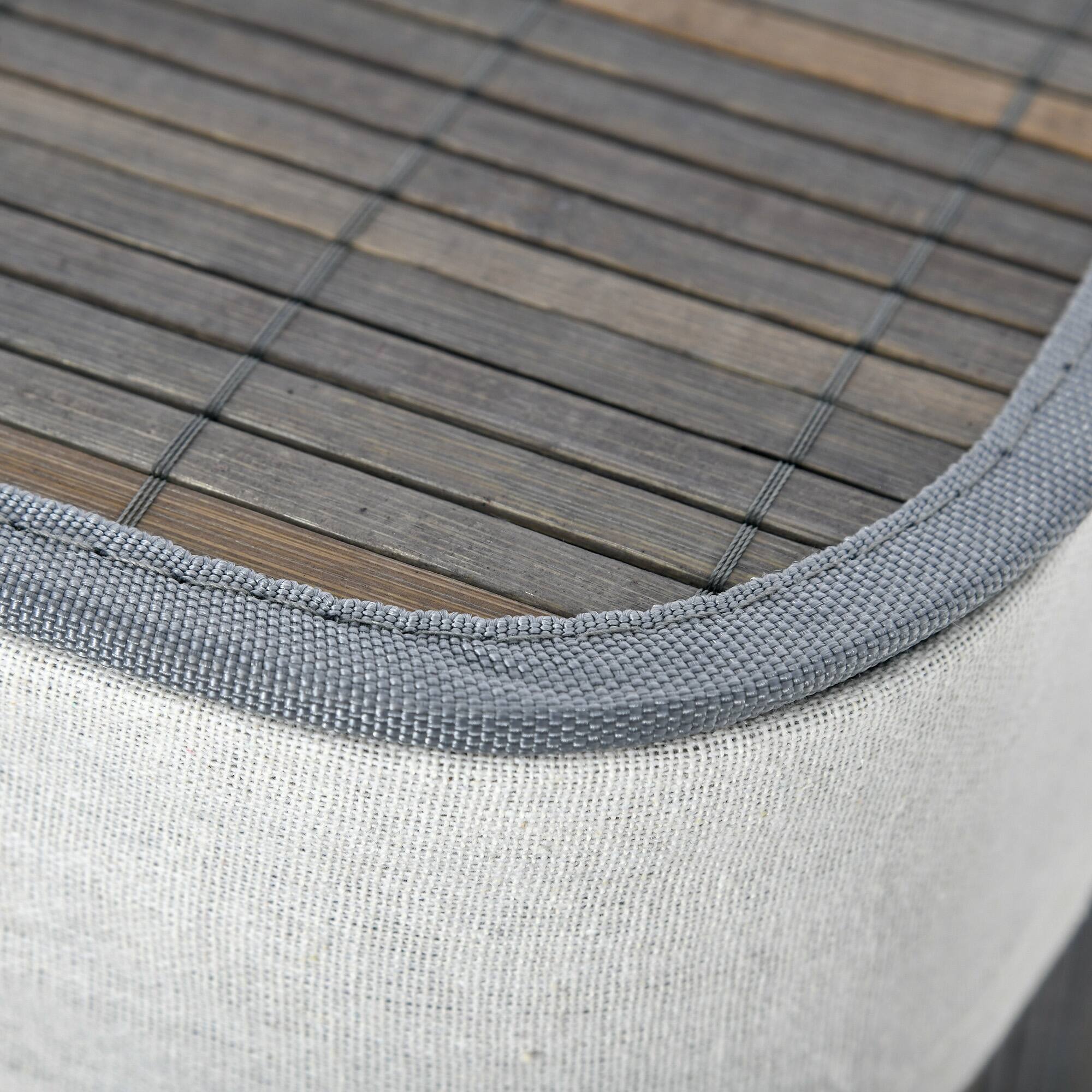 Alt View 9. Homcom - Laundry Hamper with Lid, Bamboo Foldable Laundry Basket 2 Section with 2 Removable Bags, 2 x 13.2 Gallons (50L) - Grey.