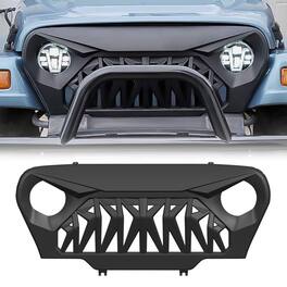 AMERICAN MODIFIED - Shark Grille Compatible w/ 1997-2006 Jeep Wrangler TL or LJ - Matte Black