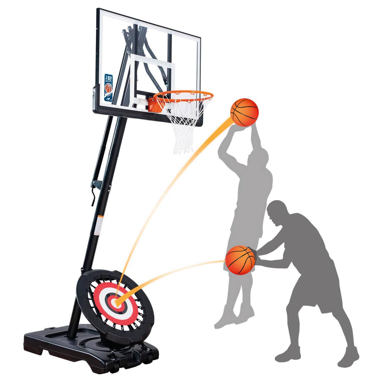Alt View 1. IE Sports - IE Sports Portable Basketball Hoop, Adjustable Height, 54" Backboard & Rebounder - Black.