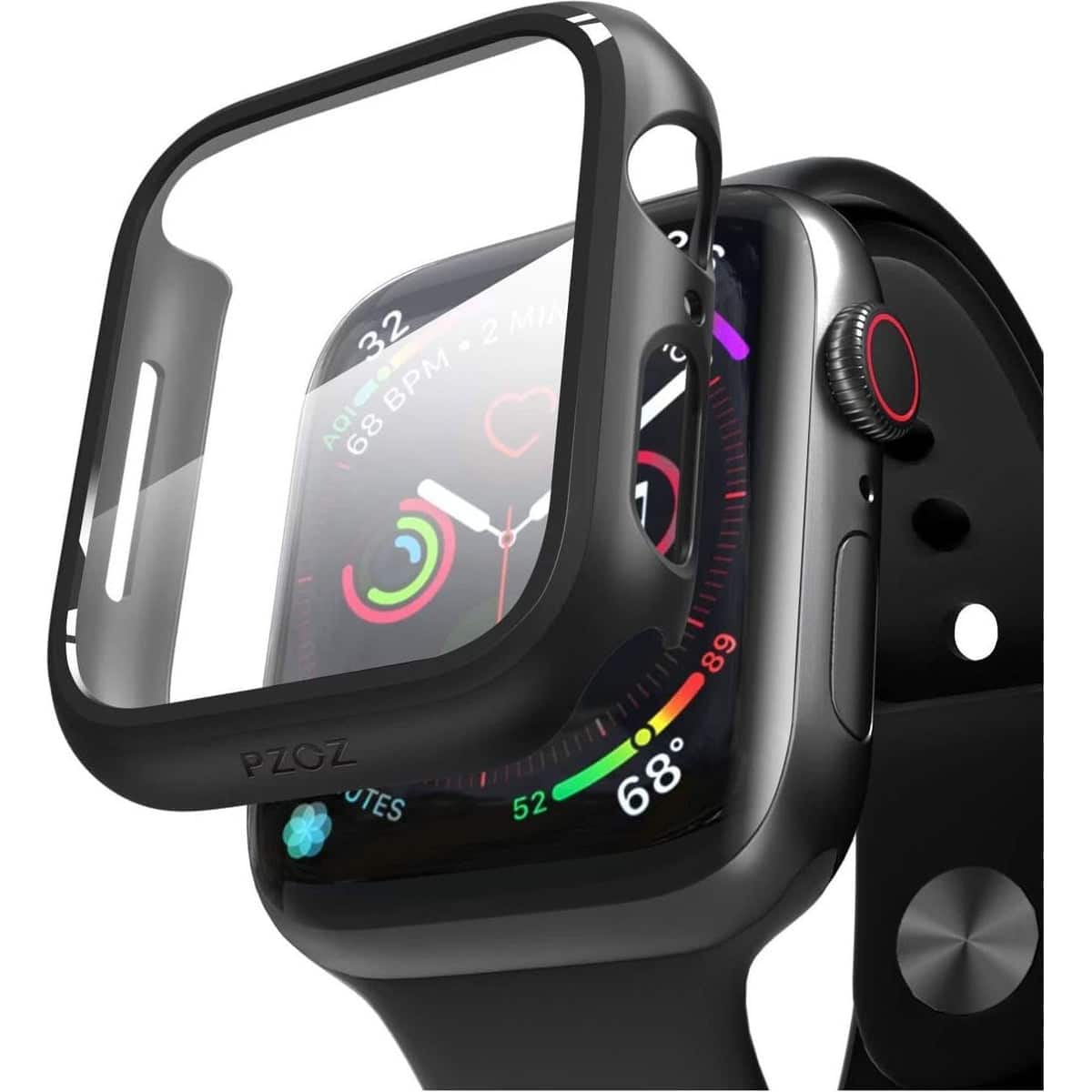 Entronix - Durable Case for Apple Watch Series Ultra 49mm with Built-In Screen Protector - Black