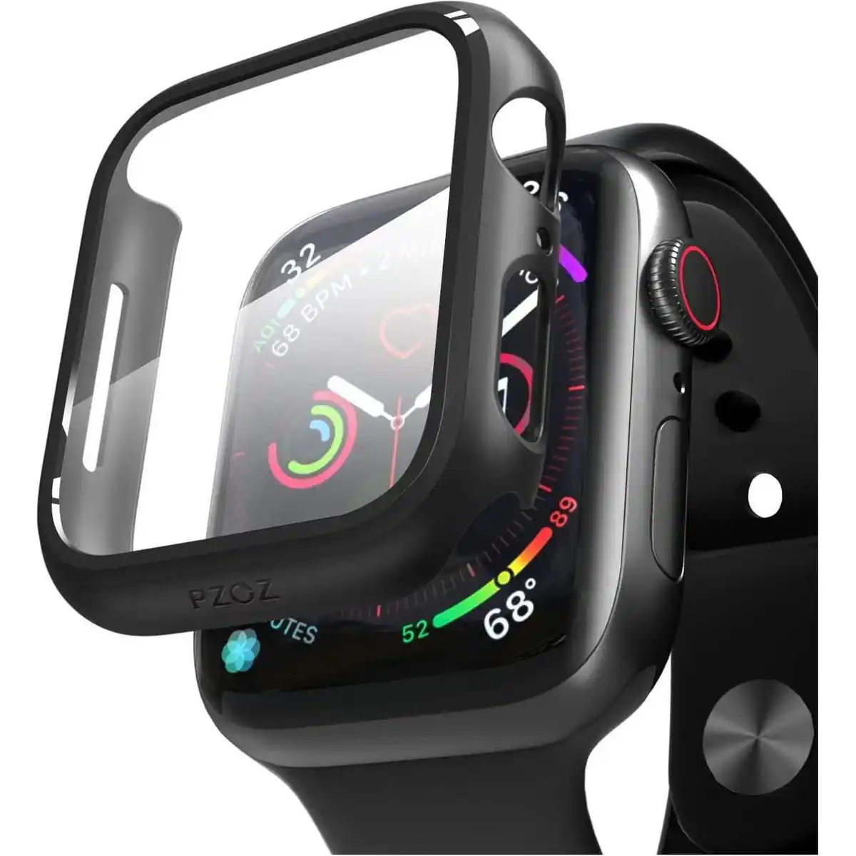 Entronix - Durable Case for Apple Watch Series Ultra 49mm with Built-In Screen Protector - Black