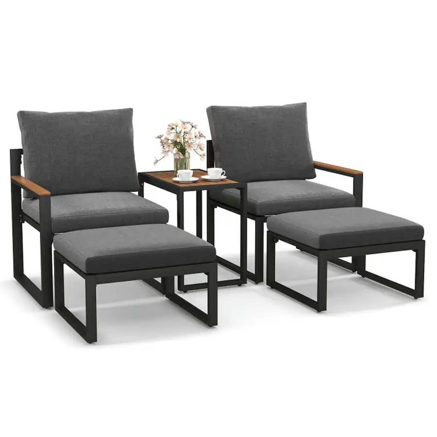 Pefilos 5 Pieces All Weather Outdoor Conversation Set with Soft ...