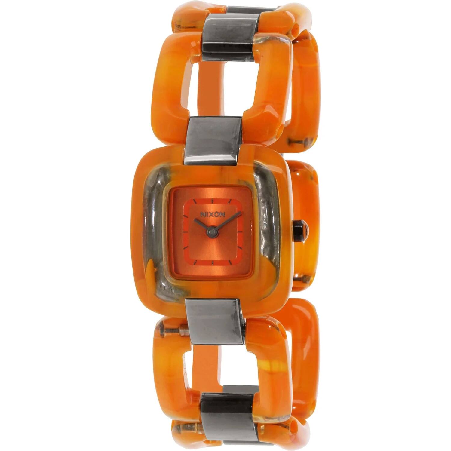 Front. NIXON - Nixon Women's Sisi Marmalade Orange Dial Watch - A248-877 - Orange.