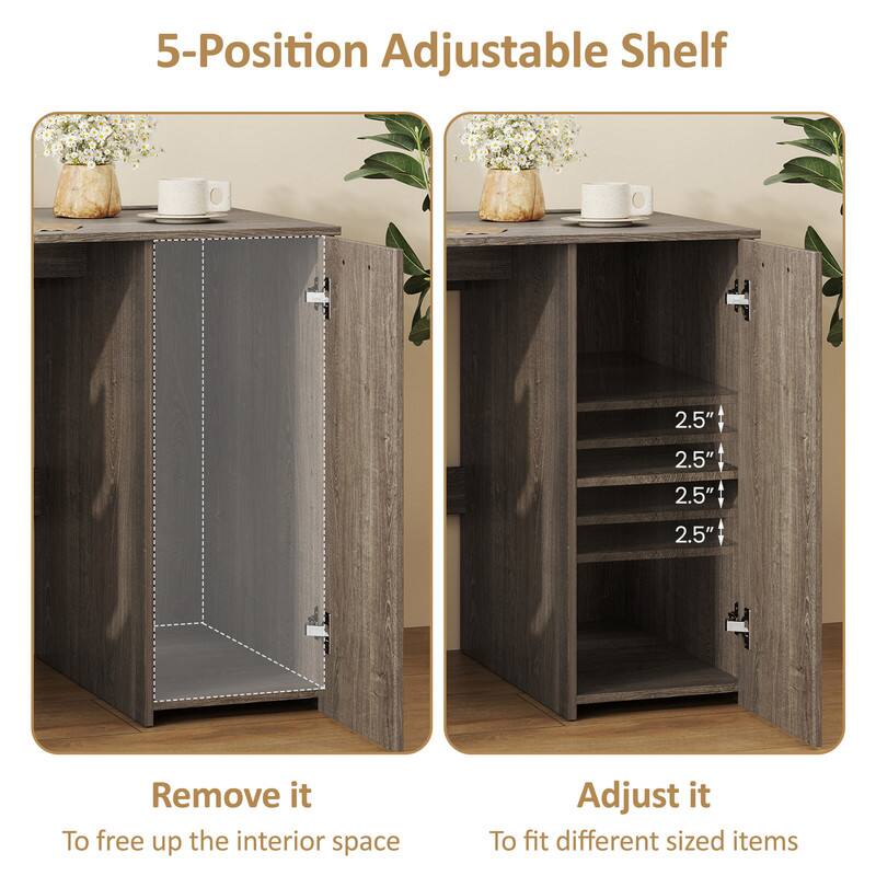 5-Position Adjustable Shelf

2.5" 2.5" 2.5" 2.5"

Remove it
To free up the interior space

Adjust it
To fit different sized items
