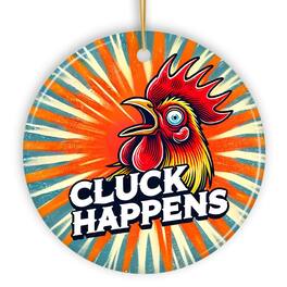 OrnamentallyYou - Cluck Happens Rooster with Humor Ornament Quirky Retro Christmas Gift - Multi-colored