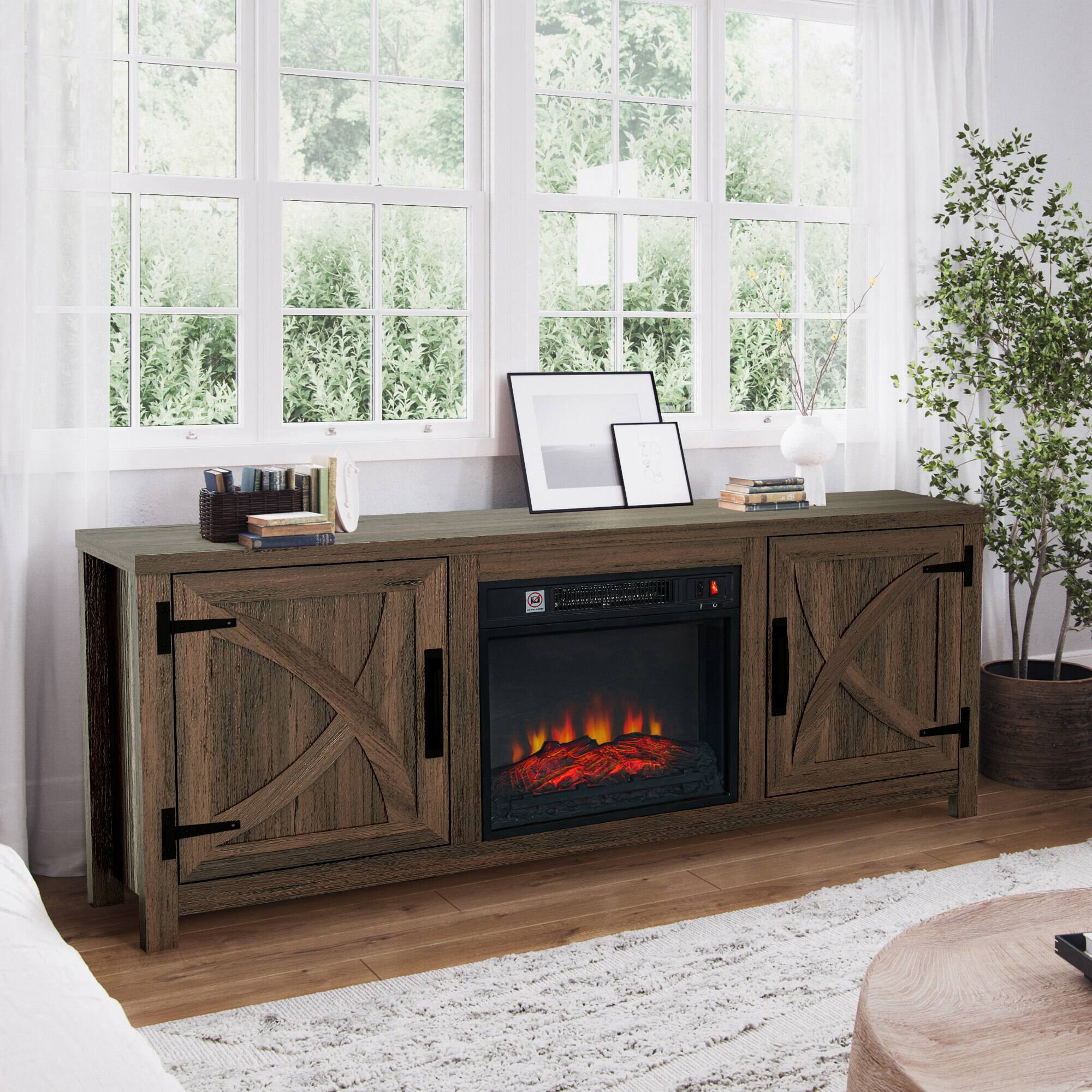 Alt View 6. Ihomeadore - 58" Farmhouse  Electric Fireplace TV Stand for TV up to 65" - Brown.