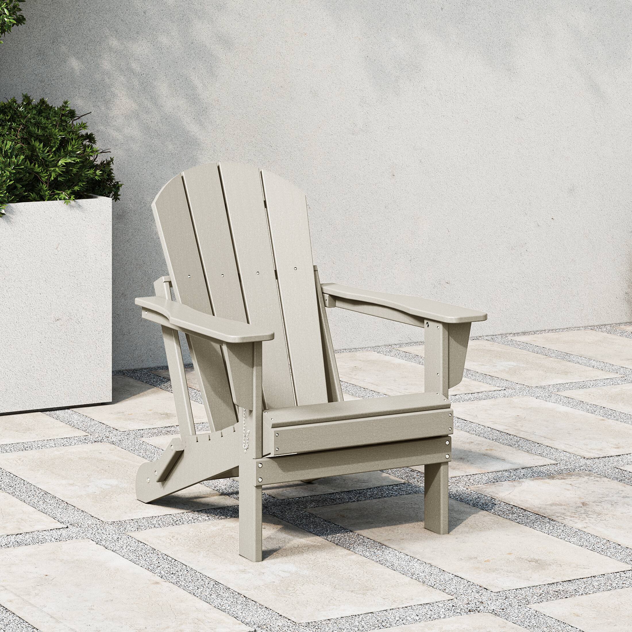 Angle. WestinTrends - WestinTrends Malibu HDPE Outdoor Patio Folding Poly Adirondack Chair - Sand.