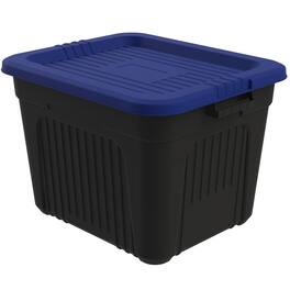 Life Story - 20 Gallon Stackable Storage Bin, Versatile Lidded Container, Blue - Black & Blue