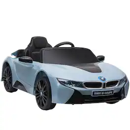 BreeBe - Licensed BMW I8 Coupe 6V Electric Kids ride on Car w/ Remote Control, Music, Horn, MP3, Suspension, Age 37–96 Months - Blue