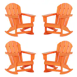 WestinTrends - Malibu Outdoor Patio Porch Rocking Adirondack Chair (Set of 4) - Orange