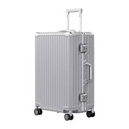 Brick Attic - 24 Inch Luggage PC+ABS Aluminum Frame Zipperless Checked Luggage Hard Shell Suitcase with TSA Lock Double Spinner Wheels - Silver