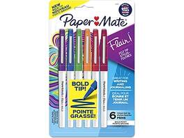 Paper Mate - Flair Felt Pen, Bold Point, Ink, 6/Pack - Assorted