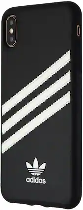 Front. adidas - Adidas 3-Stripes Snap Case for iPhone Xs Max - black with white stripes.
