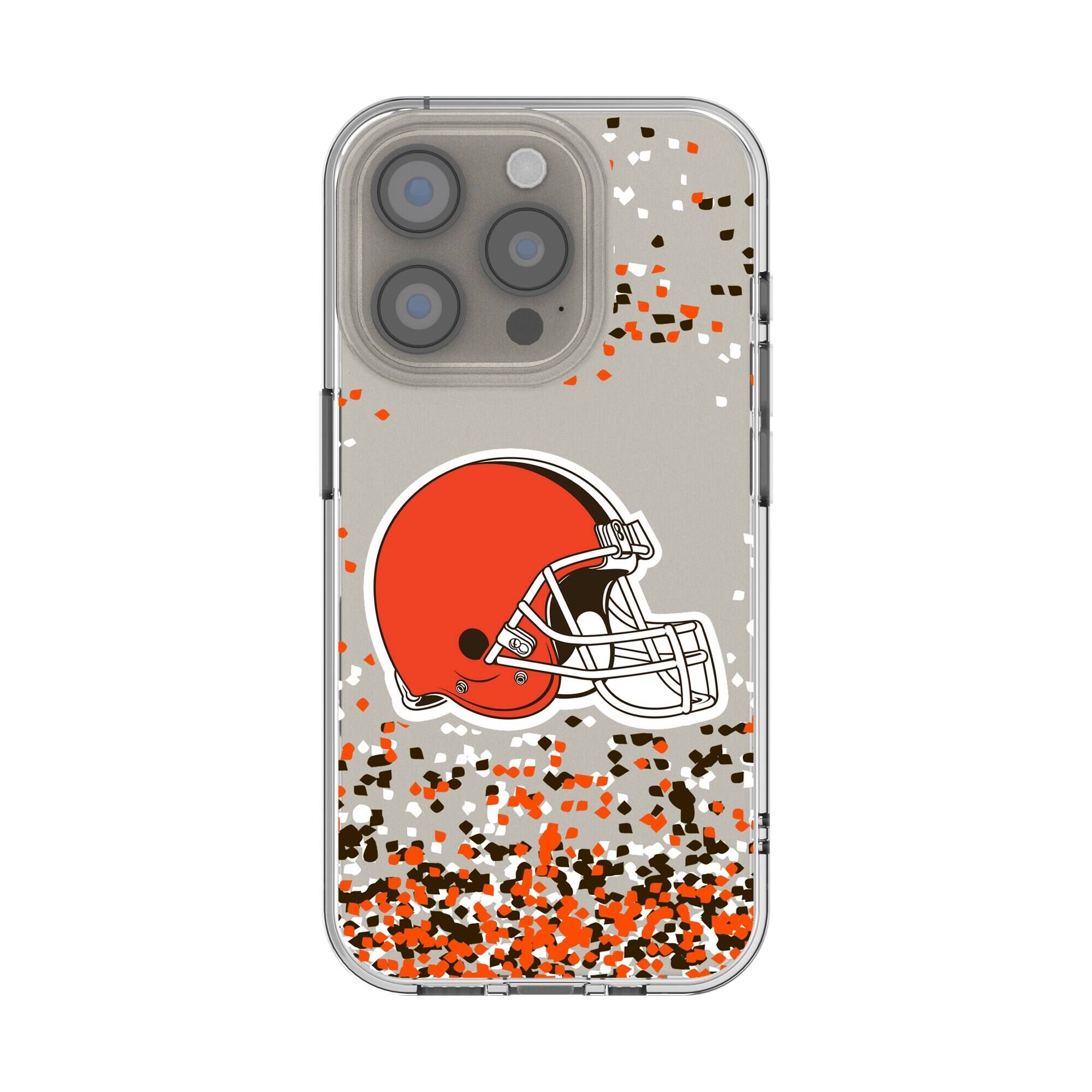 Front. Keyscaper - Cleveland Browns iPhone Clear Case with Confetti Design - 14 - Multicolor.