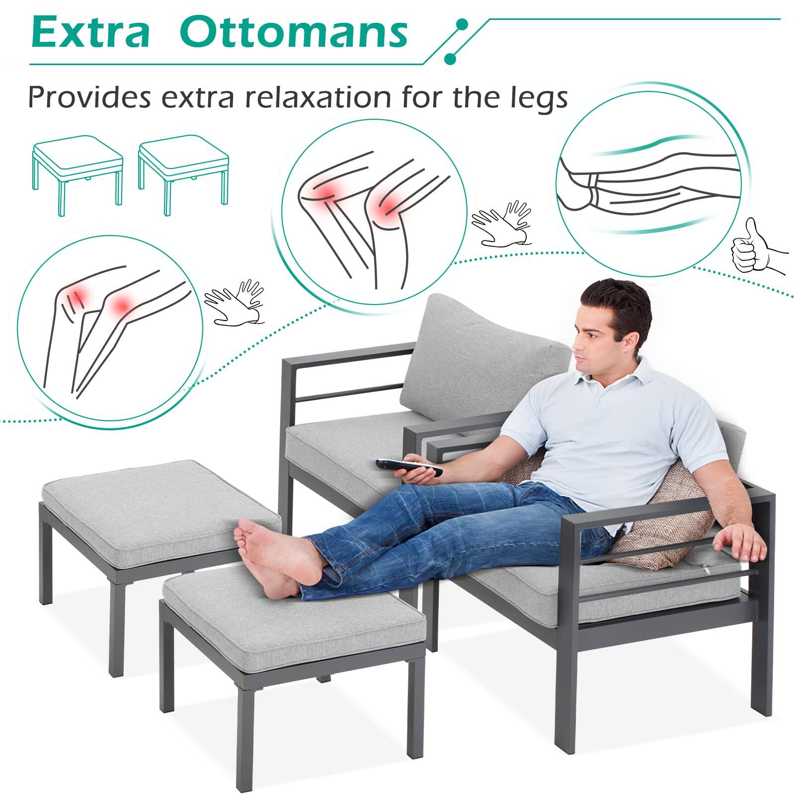 Extra Ottomans  
Provides extra relaxation for the legs
