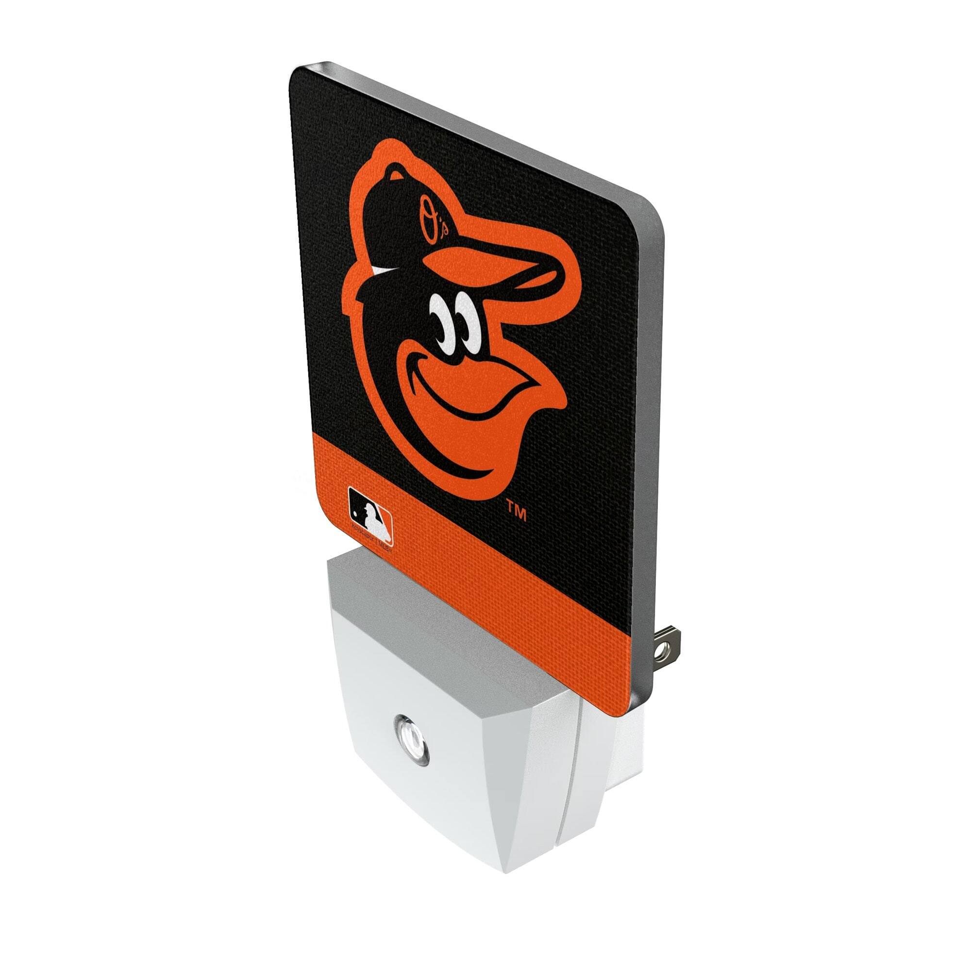 Alt View 1. Keyscaper - Baltimore Orioles Primary Logo Stripe Design Nightlight 2-Pack - Multicolor.