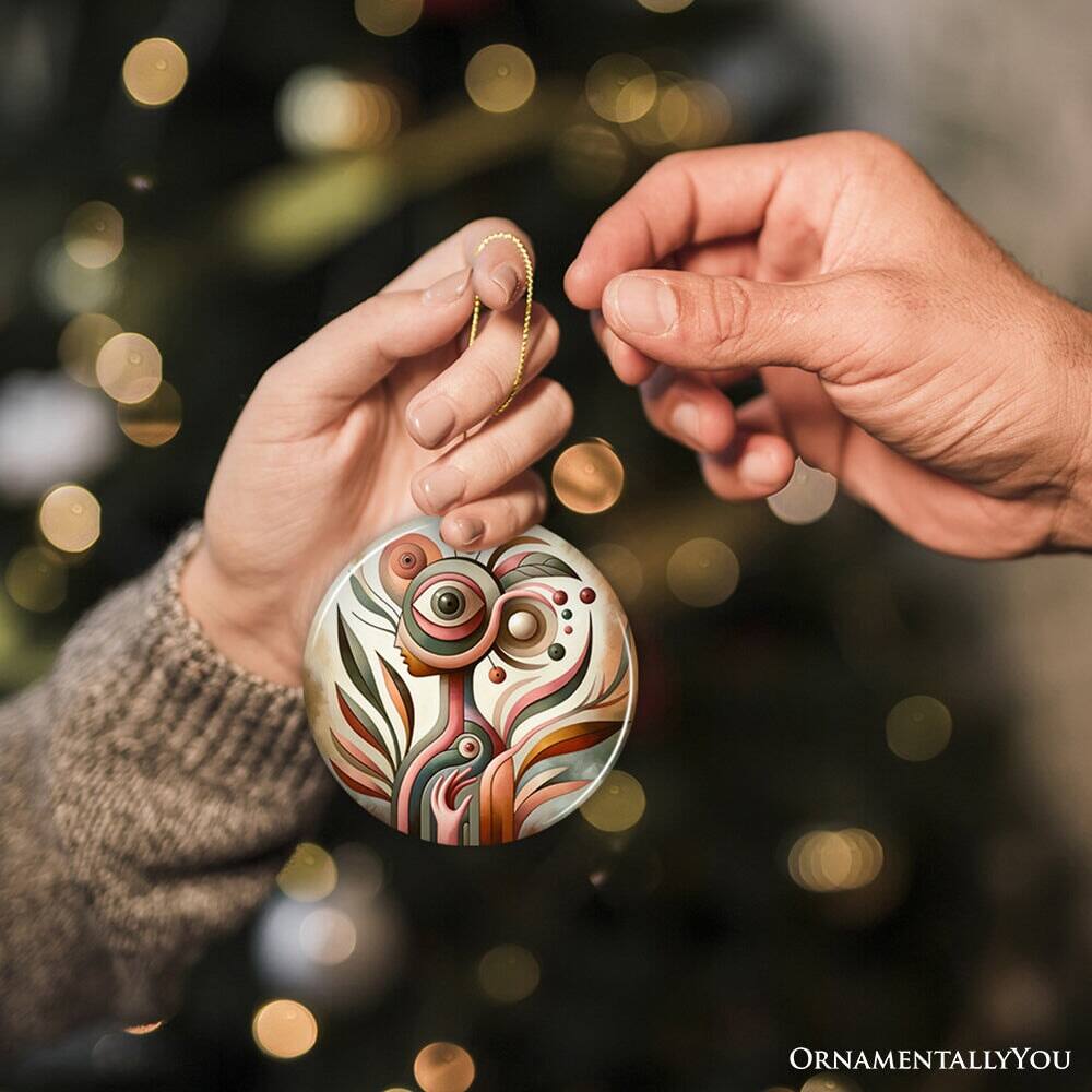 Alt View 1. OrnamentallyYou - Modern Abstract Art Ceramic Ornament Surrealism Painting Decor And Souvenir - Multi-colored.