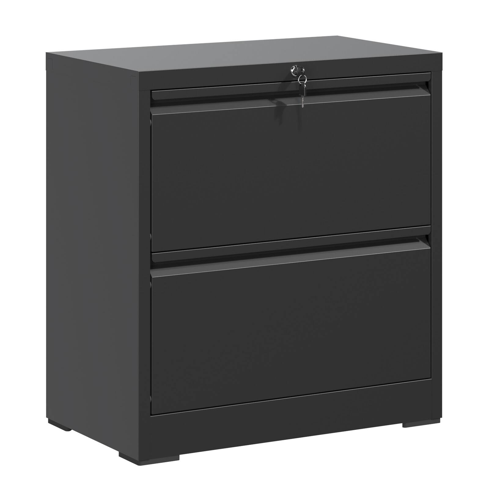 Dexmalle - Dexmalle-2 Drawer Lateral Metal File Cabinet with Lock-Black