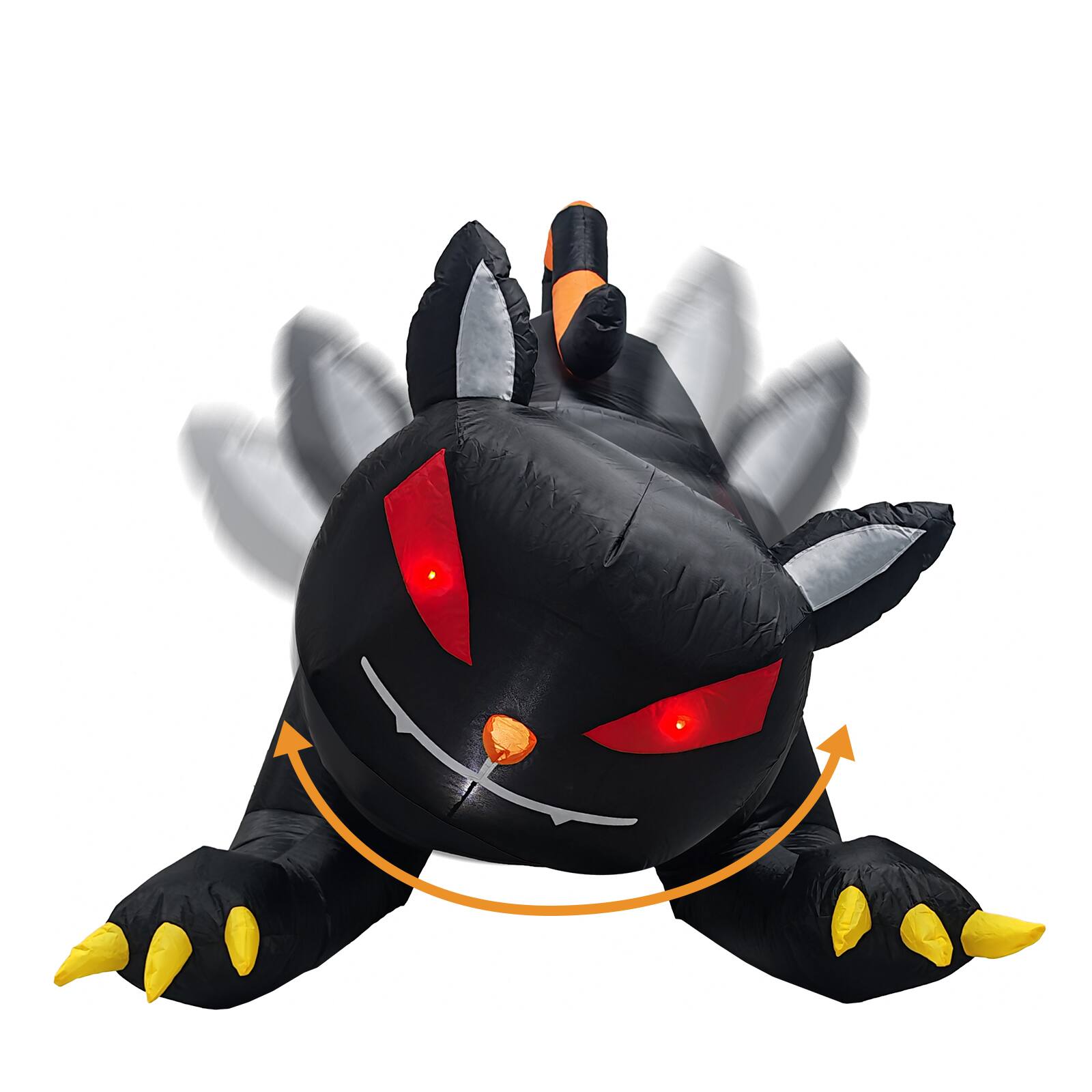 Angle. Sunoyar - 6.5ft Halloween Inflatable Animated Black Cat with LED Lights - Black.