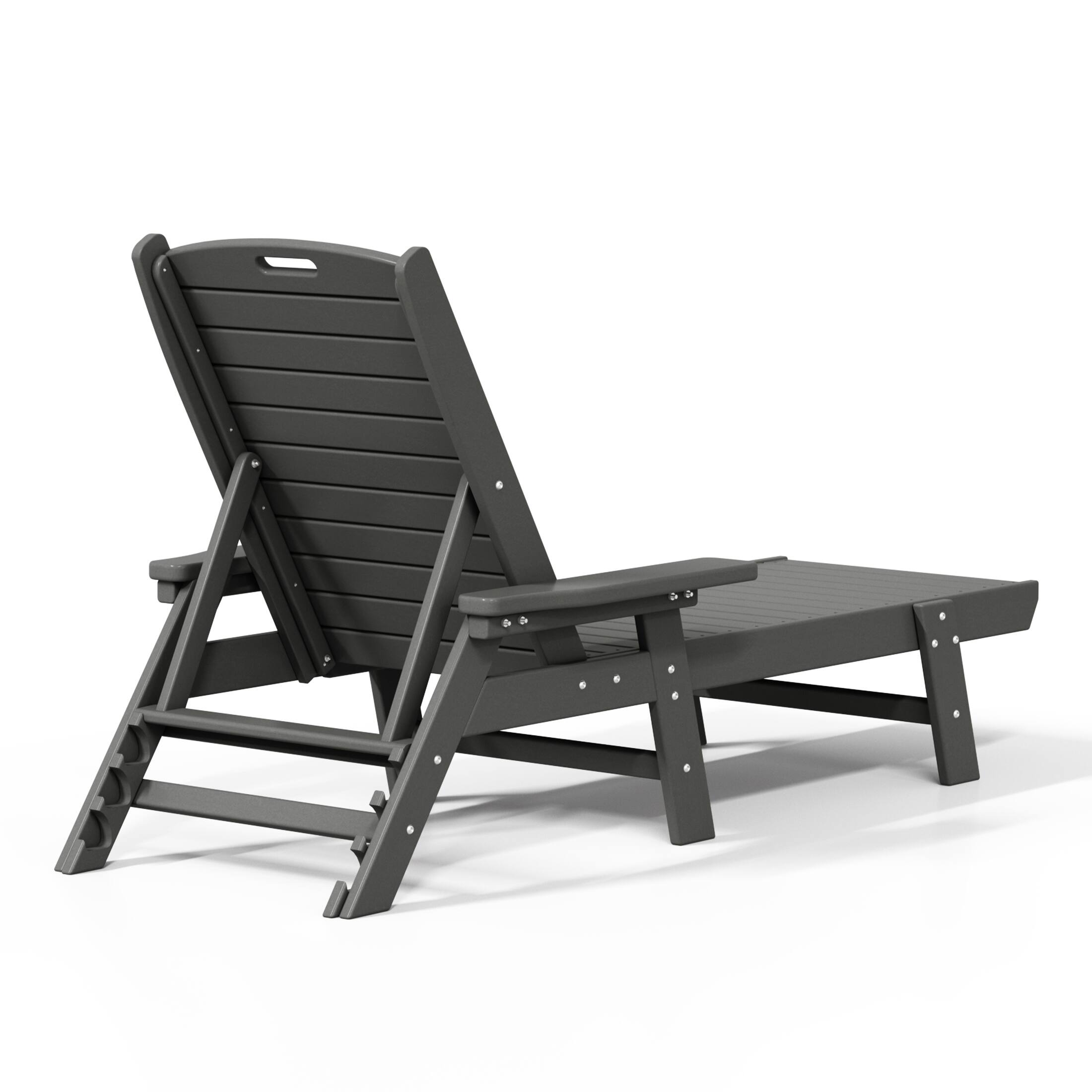 Back. WestinTrends - WestinTrends Malibu 3 piece Set Poly Adirondack Outdoor Chaise Lounges with Side Table - Gray.