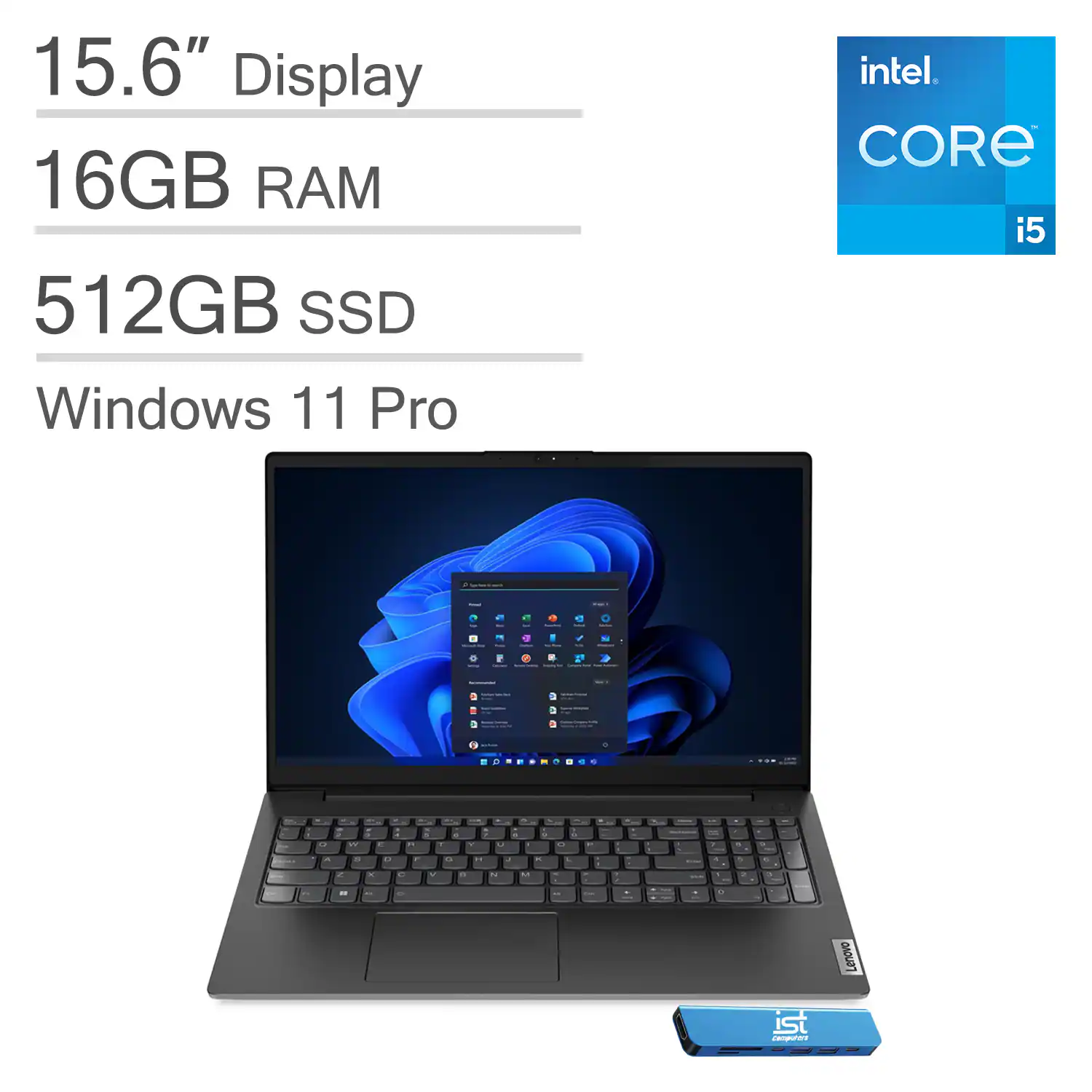 Lenovo - V15 Gen 4 15.6" FHD Laptop - Intel Core i5 with 16GB Memory - 512GB SSD - Windows 11 Pro - Black