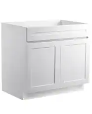 Front. VEVOR - White Shaker Base Cabinet, 36-Inch Unassembled Sink Base Cabinet, 36" W x 24" D x 34.5" H Ready to Assemble Cabinet - White.