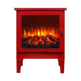 Mondawe - 18" Freestanding Electric Fireplace Stove Heater w/ 3D Panoramic Flame, CSA/UL Certified, 5000 BTU, 400 Sq.Ft - Red