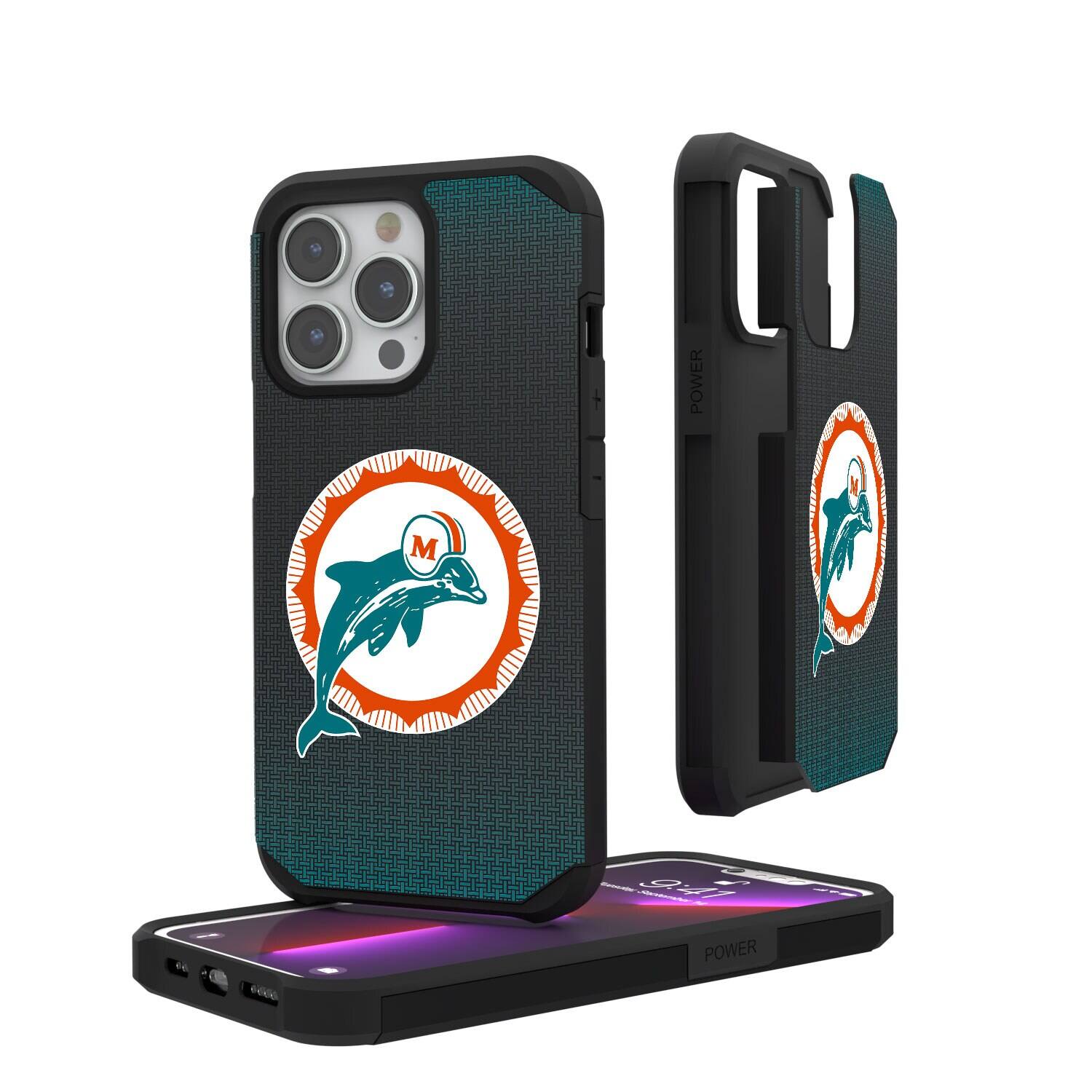 Keyscaper - NFL - Miami Dolphins Linen Logo iPhone Rugged Case - 16 Pro - Black price history on PriceWatchPro