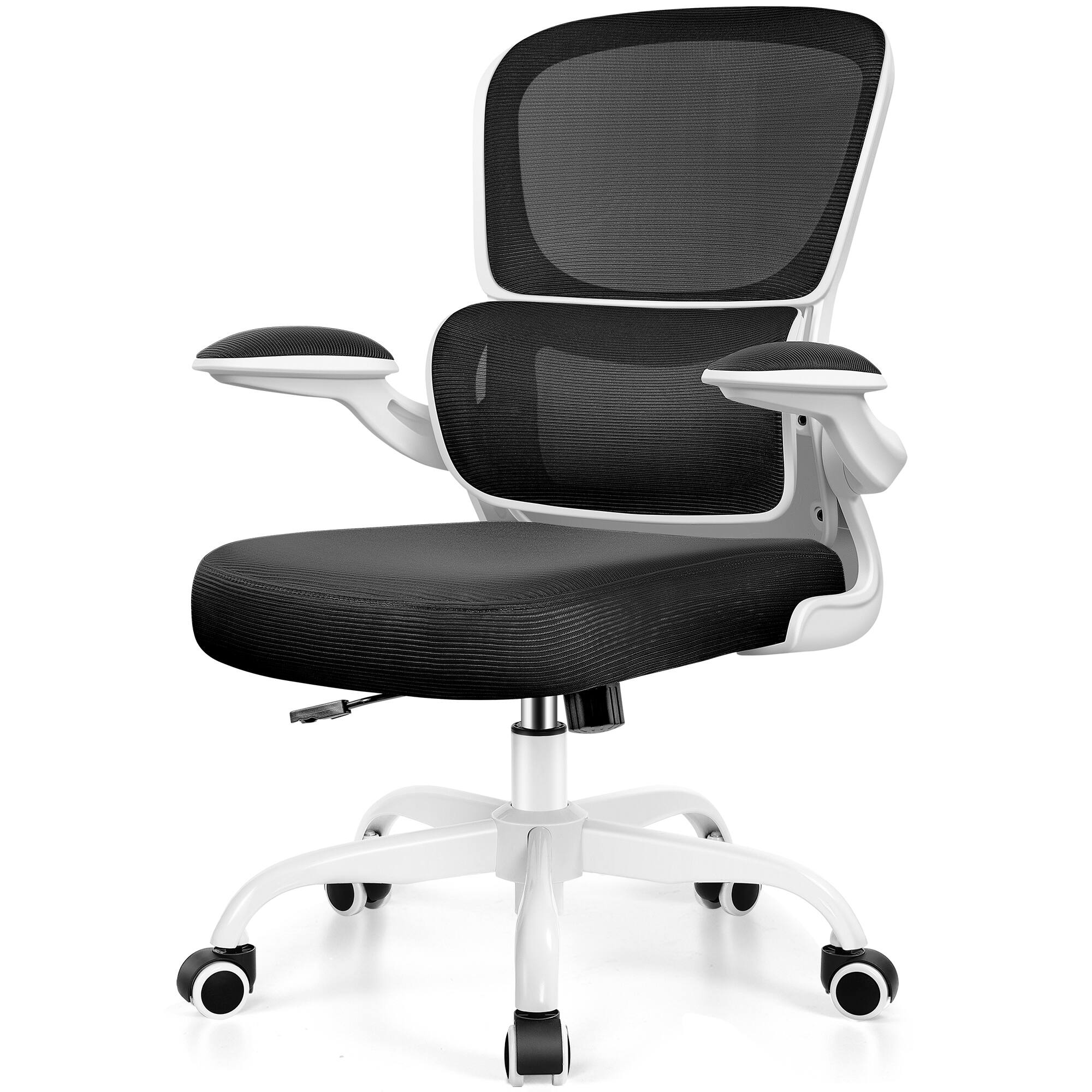 Alt View 4. KERDOM - Ergonomic Office Chair with Flip-up Arms, Breathable Mesh High Back Home Computer Chair with Lumbar Support, Desk Chair - White.