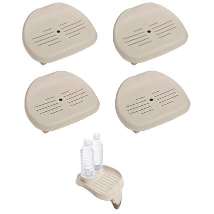 Front. Intex - Intex Slip Resistant Hot Tub Seat (4 Pack) with Cup Holder and Refreshment Tray.