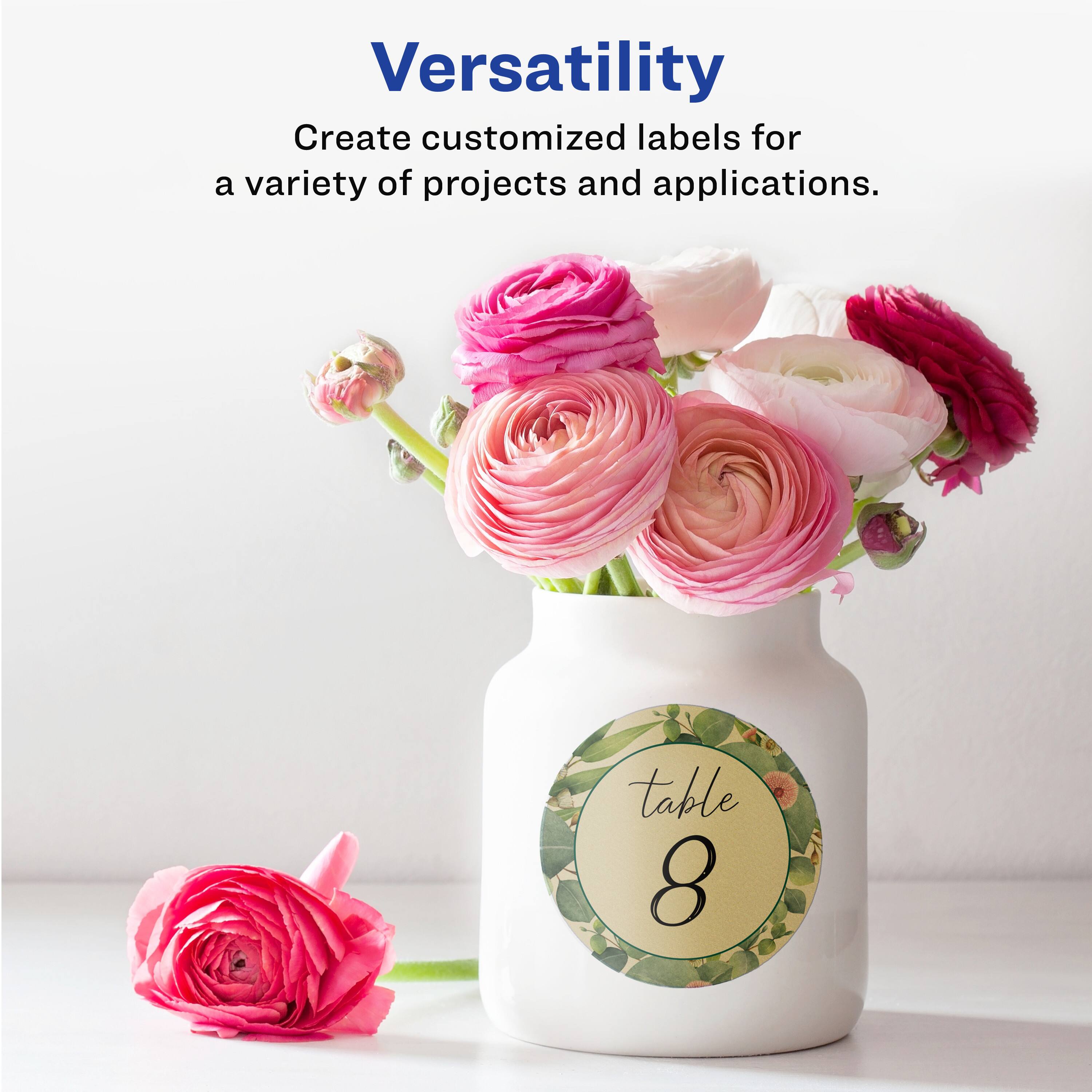 Versatility

Create customized labels for a variety of projects and applications.

table 8