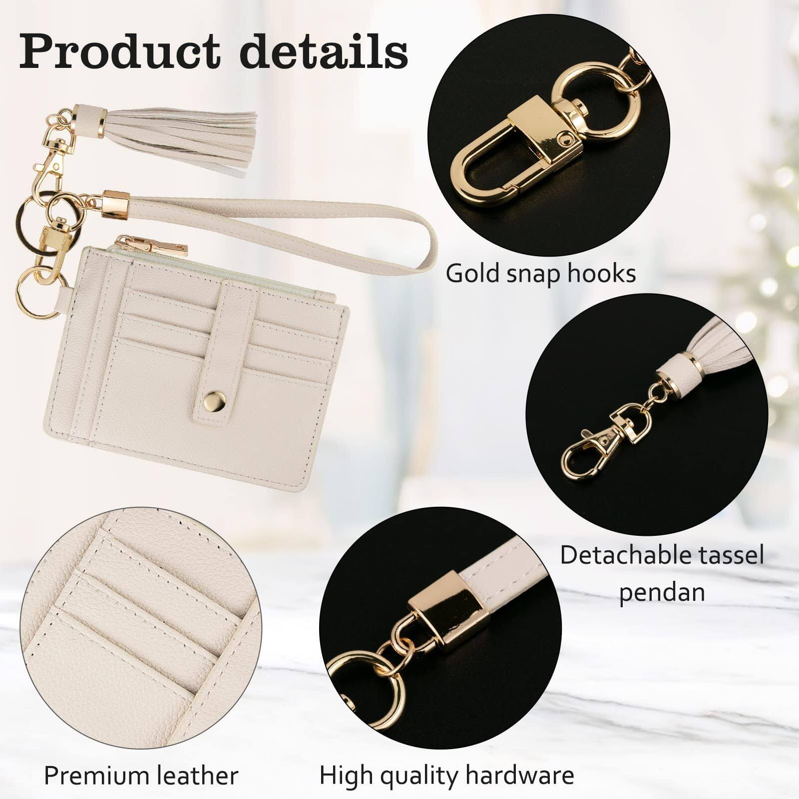 Alt View 2. Jadie Link - Small Wristlet Wallets Women Rfid Credit Card Holder Wallet Keychain beige MULTI-FUNCTION Card holder keychain - Denim blue.