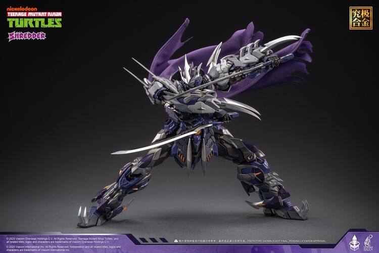 nickelodeon  
TEENAGE MUTANT NINJA TURTLES  
SHREDDER  

© 2025 Viacom Overseas Holdings C.V. All Rights Reserved. Teenage Mutant Ninja Turtles and all related logos and characters are trademarks of Viacom International Inc.  
PROTOTYPE SHOWN IS NOT FINAL, PENDING LICENSOR APPROVAL.  

© 2025 Viacom Overseas Holdings C.V. All Rights Reserved. Teenage Mutant Ninja Turtles, and all related titles, logos and characters are trademarks of Viacom Overseas Holdings C.V.  
© 2025 Viacom International Inc. All Rights Reserved. Nickelodeon and all related titles, logos and characters are trademarks of Viacom International Inc.