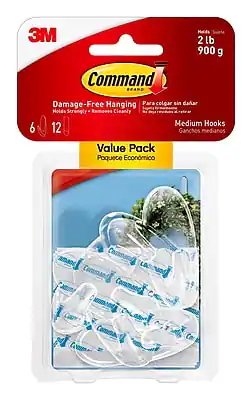 Command - Medium Hooks, 2 lb., 6/Pack - Clear