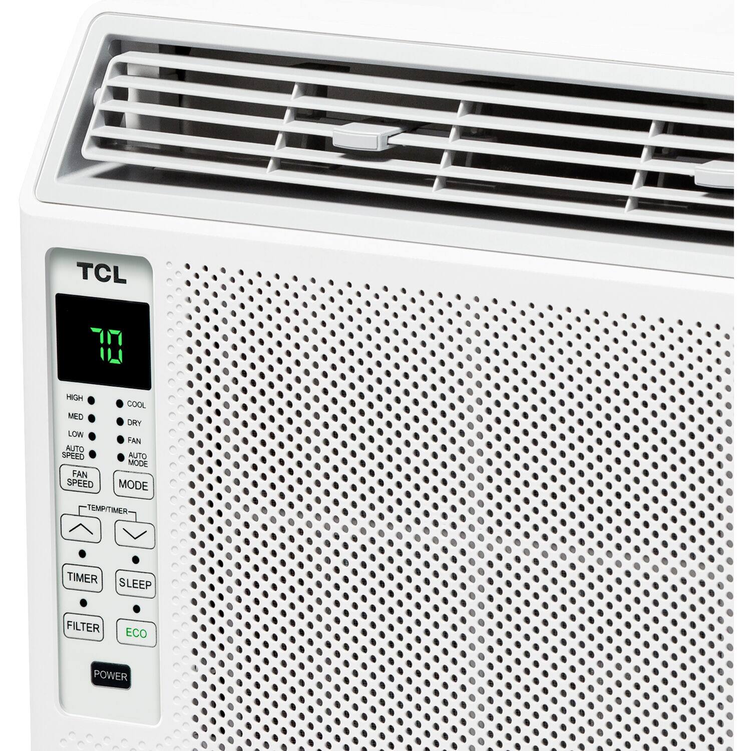 TCL 70
HIGH MED LOW AUTO SPEED FAN SPEED COOL DRY FAN AUTO MODE MODE TEMP/TIMER TIMER SLEEP FILTER ECO POWER