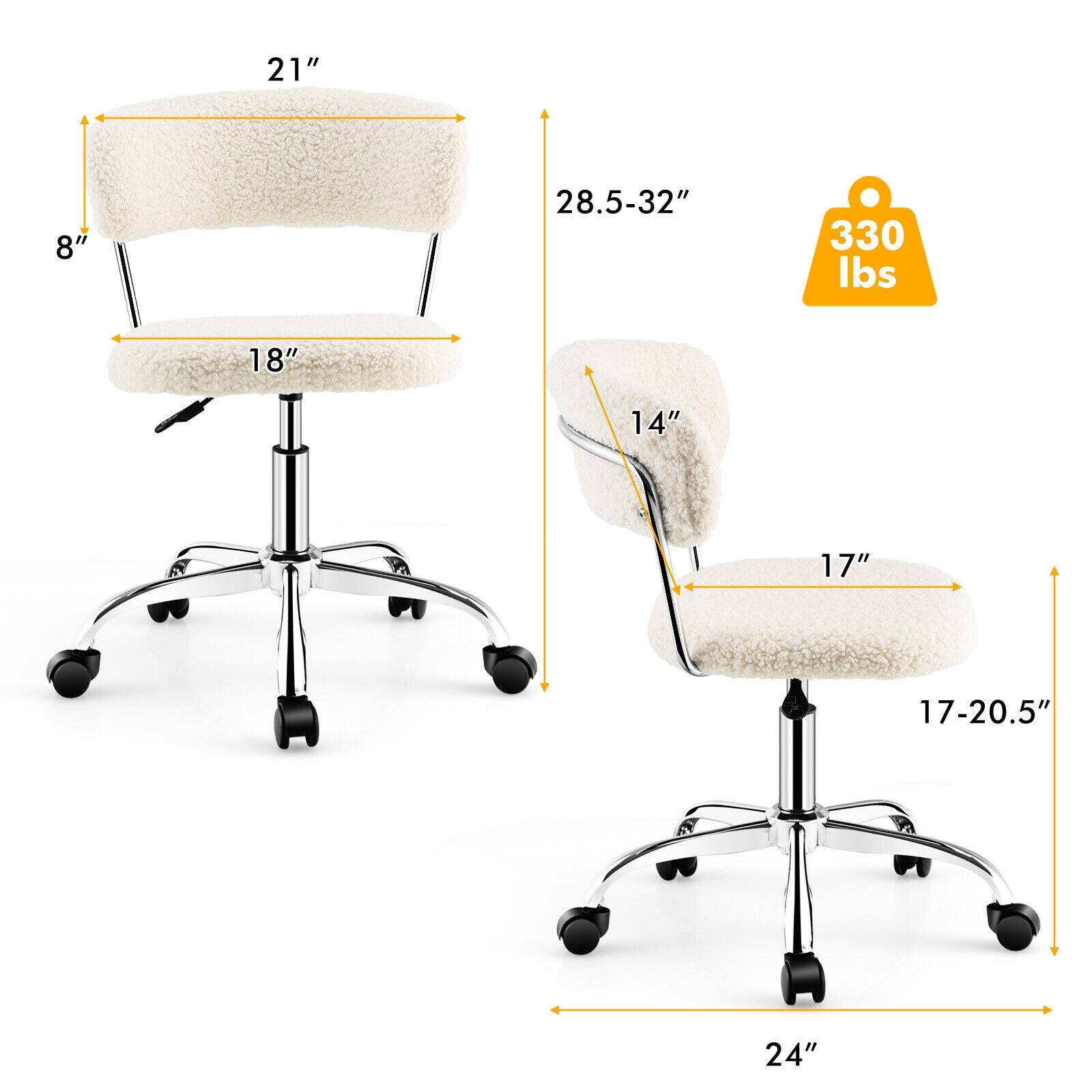 The image shows a chair with a tag that says "330 lbs." The chair is a white and gray office chair with a cushion. The chair is also accompanied by a diagram that shows the dimensions of the chair, including the height, width, and depth. The chair is designed to hold a weight of up to 330 pounds.