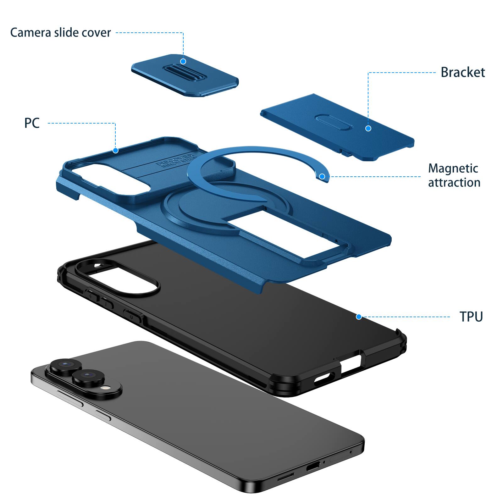 Camera slide cover  
Bracket  
PC  
Magnetic attraction  
TPU
