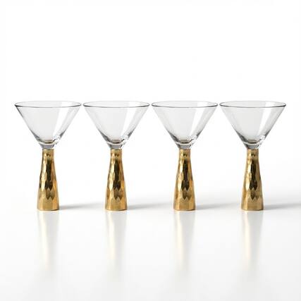 Front. American Atelier - Daphne Gold Martini Glass Set – Set of 4 (12 oz each) - Gold.