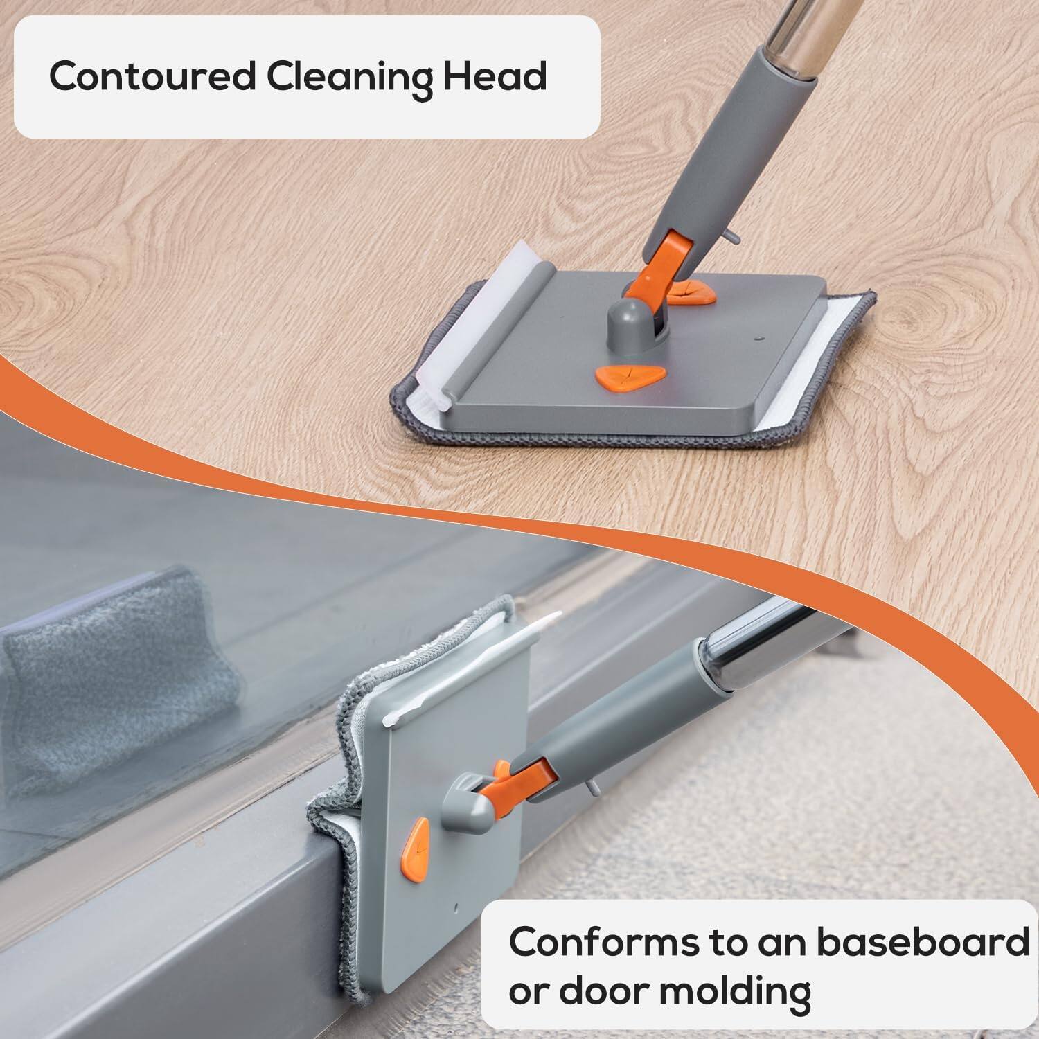 blue Baseboard Cleaner Tool with Handle,360°Rotating Wall Cleaner Mop ...
