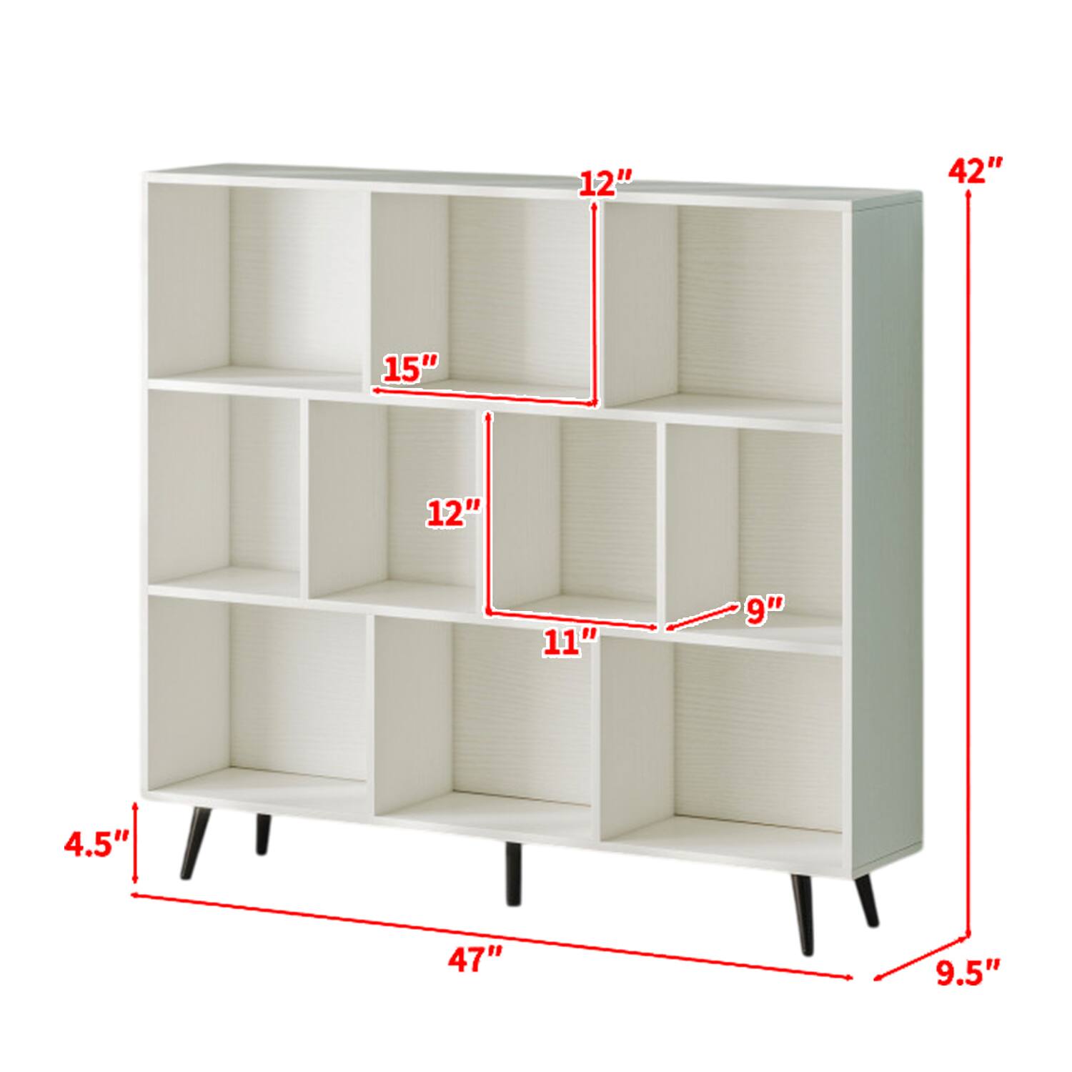 12" 42" 15" 12" 11" 9" 4.5" 47" 9.5"