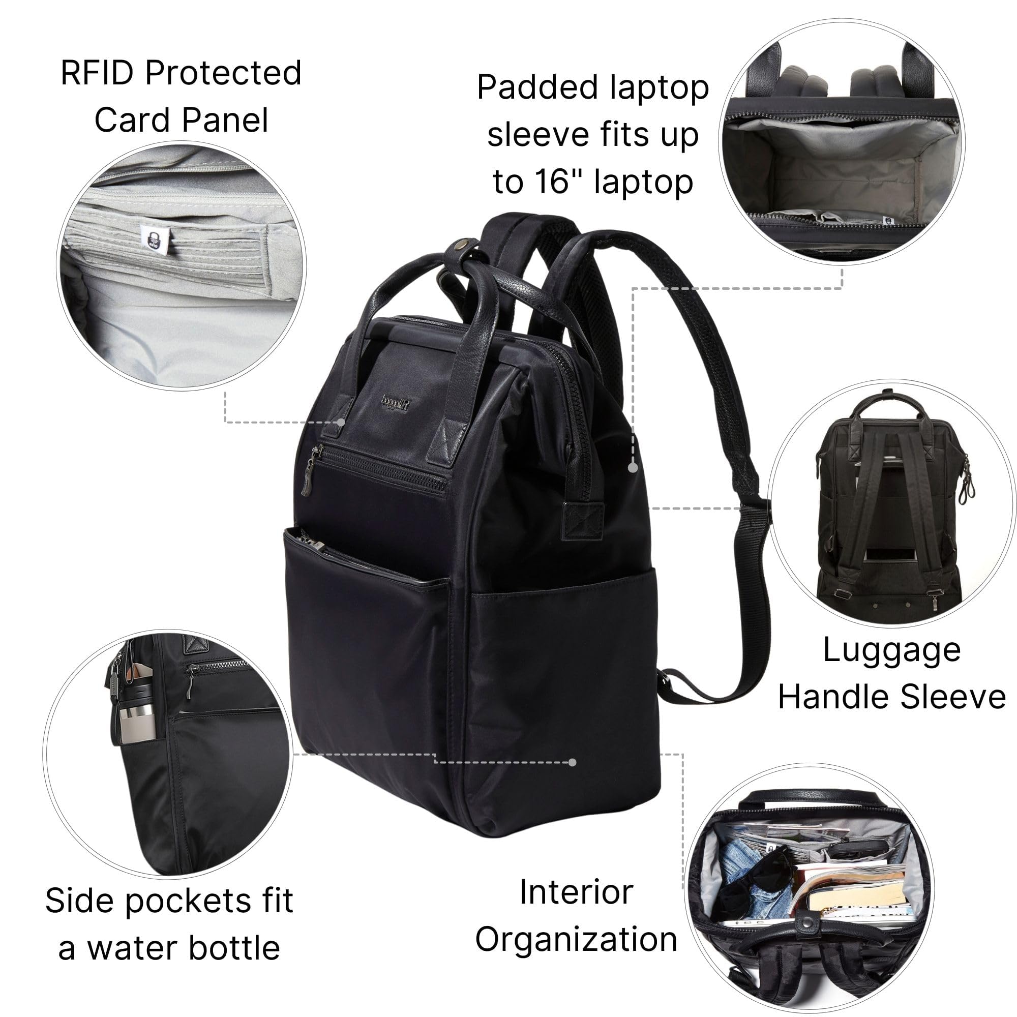 Back. Pacoar Cade - Soho Backpack - Travel Laptop For Women Lightweight Water-resistant Luggage Bag  Black - Smoke/Faux Python-One Size.