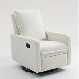 Boyel Living - 360° Rotating Short Plush Manual Button Armchair Sofa Living Room Leisure Chair - White