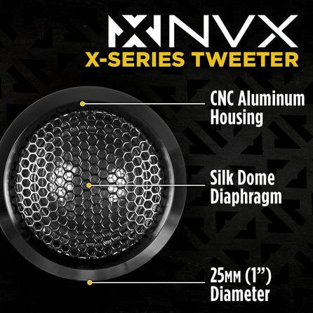 XNVX X-SERIES TWEETER  
CNC Aluminum Housing  
MA Silk Dome Diaphragm  
25MM (1") Diameter